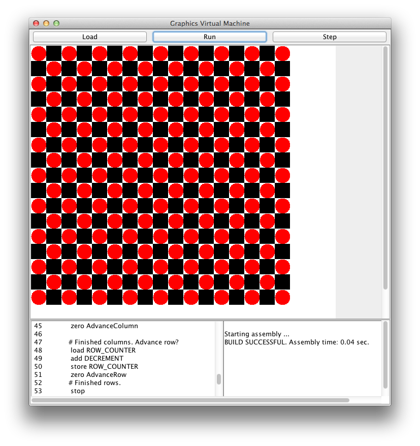 GALA screenshot for checkerboard program