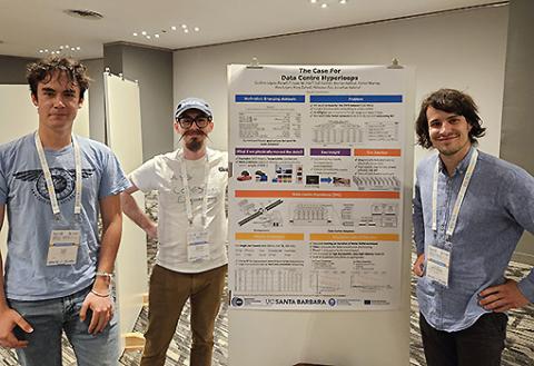 Jonathan Balkind (center) with students at the 2024 International Symposium on Computer Architecture. 